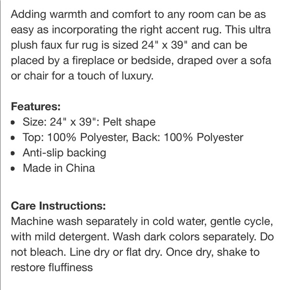 Plush Faux Sheepskin Accent Pelt NWT! - Picture 2 of 3